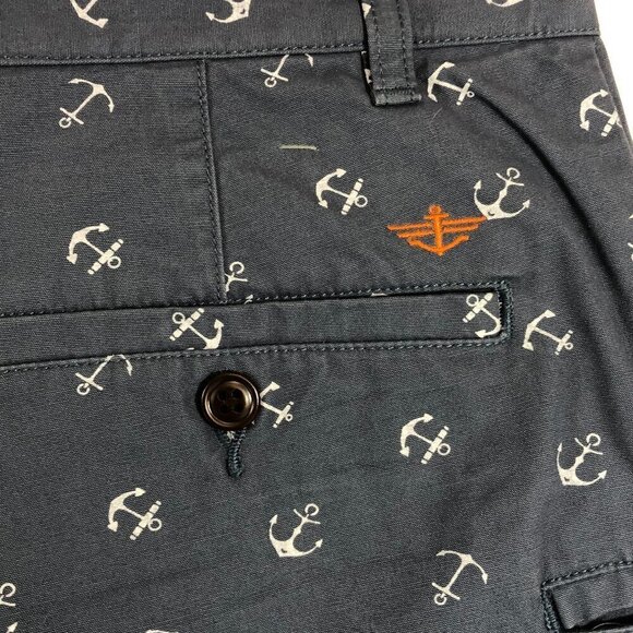 Dockers Shorts Blue With Anchors Flat Front Size 34 - Picture 3 of 6